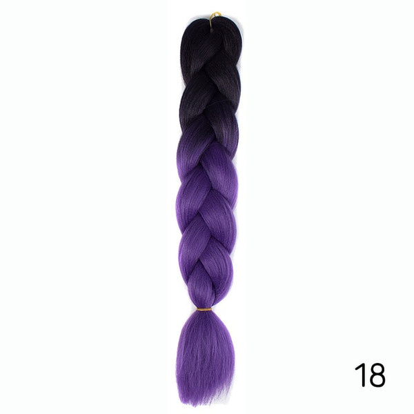 Synthetic Jumbo Braids Ombre Braiding Hair Kanekalon Box Braid Hair Pink Purple Green Grey Yellow Golden xpression braiding hair