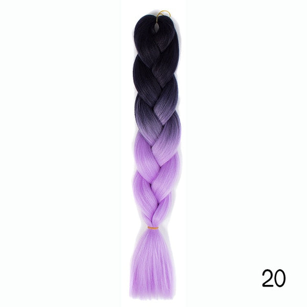 Synthetic Jumbo Braids Ombre Braiding Hair Kanekalon Box Braid Hair Pink Purple Green Grey Yellow Golden xpression braiding hair