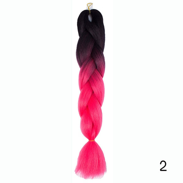 Synthetic Jumbo Braids Ombre Braiding Hair Kanekalon Box Braid Hair Pink Purple Green Grey Yellow Golden xpression braiding hair