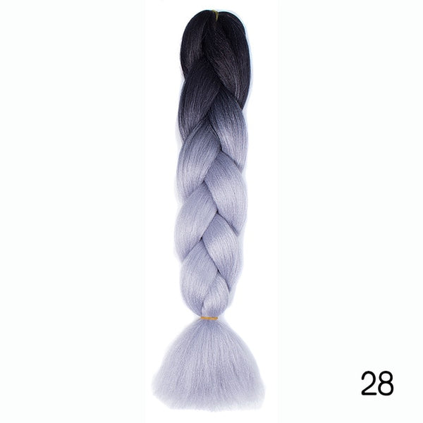 Synthetic Jumbo Braids Ombre Braiding Hair Kanekalon Box Braid Hair Pink Purple Green Grey Yellow Golden xpression braiding hair