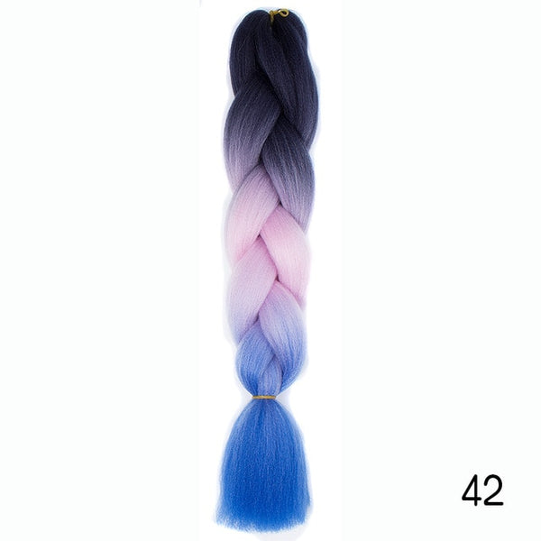 Synthetic Jumbo Braids Ombre Braiding Hair Kanekalon Box Braid Hair Pink Purple Green Grey Yellow Golden xpression braiding hair