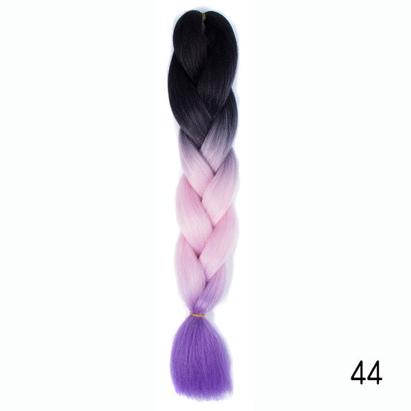 Synthetic Jumbo Braids Ombre Braiding Hair Kanekalon Box Braid Hair Pink Purple Green Grey Yellow Golden xpression braiding hair