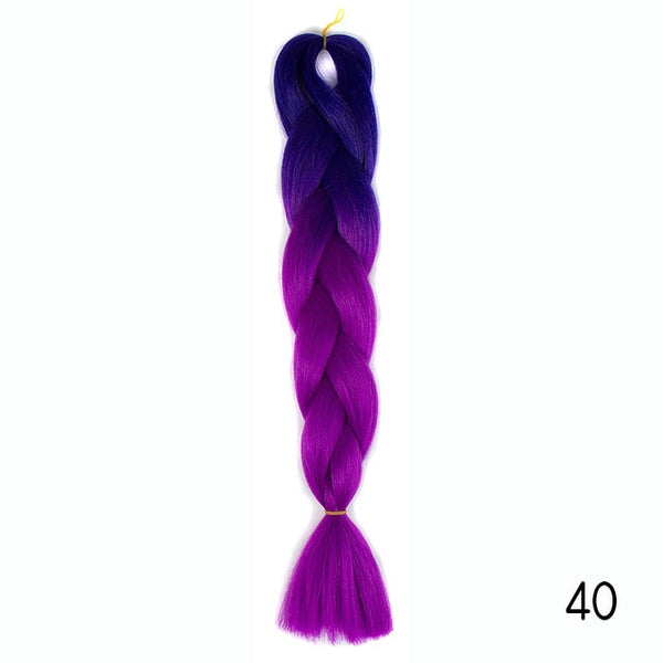 Synthetic Jumbo Braids Ombre Braiding Hair Kanekalon Box Braid Hair Pink Purple Green Grey Yellow Golden xpression braiding hair