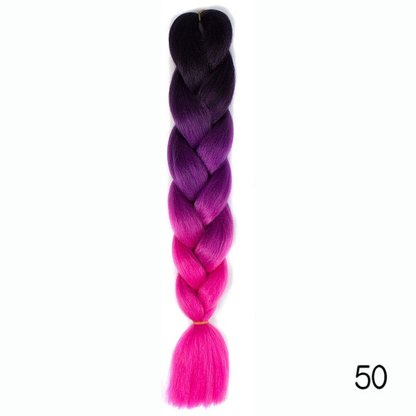 Synthetic Jumbo Braids Ombre Braiding Hair Kanekalon Box Braid Hair Pink Purple Green Grey Yellow Golden xpression braiding hair