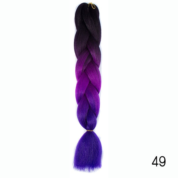 Synthetic Jumbo Braids Ombre Braiding Hair Kanekalon Box Braid Hair Pink Purple Green Grey Yellow Golden xpression braiding hair