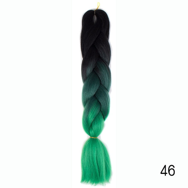 Synthetic Jumbo Braids Ombre Braiding Hair Kanekalon Box Braid Hair Pink Purple Green Grey Yellow Golden xpression braiding hair