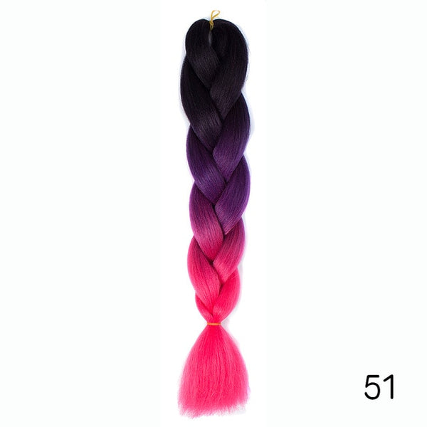 Synthetic Jumbo Braids Ombre Braiding Hair Kanekalon Box Braid Hair Pink Purple Green Grey Yellow Golden xpression braiding hair