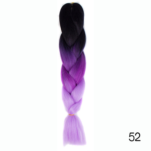 Synthetic Jumbo Braids Ombre Braiding Hair Kanekalon Box Braid Hair Pink Purple Green Grey Yellow Golden xpression braiding hair