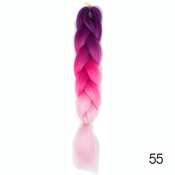 Synthetic Jumbo Braids Ombre Braiding Hair Kanekalon Box Braid Hair Pink Purple Green Grey Yellow Golden xpression braiding hair