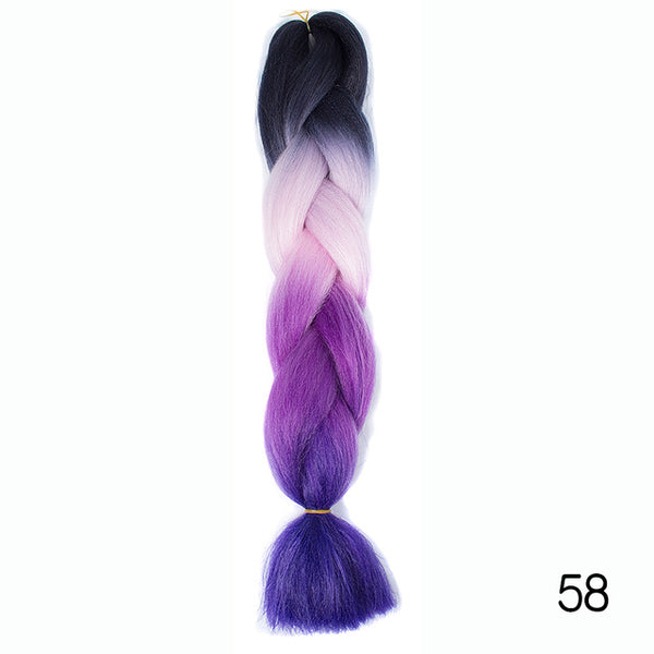 Synthetic Jumbo Braids Ombre Braiding Hair Kanekalon Box Braid Hair Pink Purple Green Grey Yellow Golden xpression braiding hair