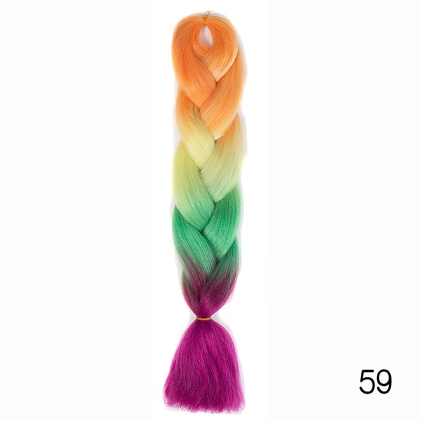 Synthetic Jumbo Braids Ombre Braiding Hair Kanekalon Box Braid Hair Pink Purple Green Grey Yellow Golden xpression braiding hair