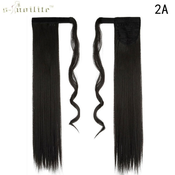 S-noilite 26"  Long  Drawstring Ponytail Straight Hair Extension Clip Ins For Women Remy Wrap Around Ponytail Blonde Red  Gray