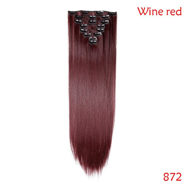 SNOILITE 8pcs/Set 22" Hairpiece 175G Straight 18 Clips In False Styling Hair Synthetic Clip In Hair Extensions Heat Resistant