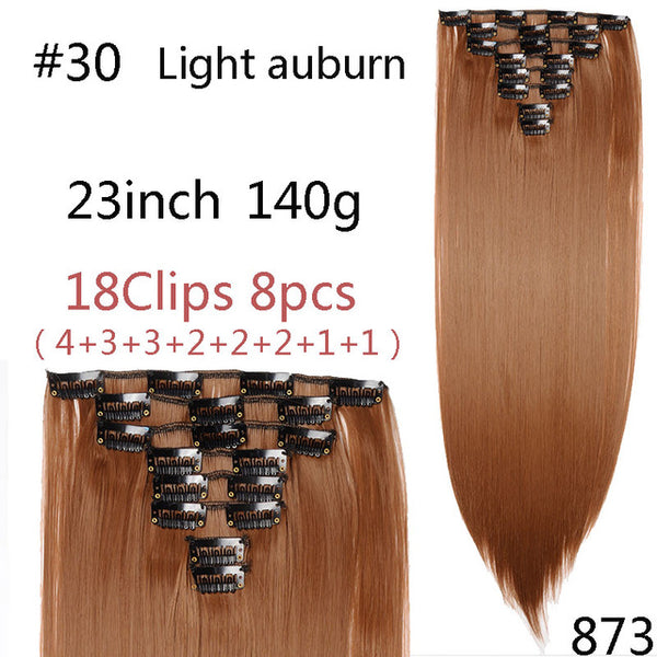 SNOILITE 8Pcs/Set 29 colors 18 clips Long Straight Clip in Hair Extensions synthetic clips hair for women black blonde hairpiece