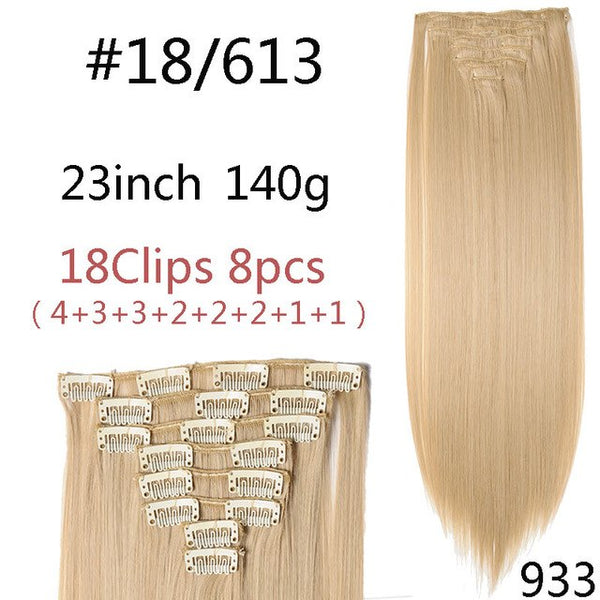 SNOILITE 8Pcs/Set 29 colors 18 clips Long Straight Clip in Hair Extensions synthetic clips hair for women black blonde hairpiece