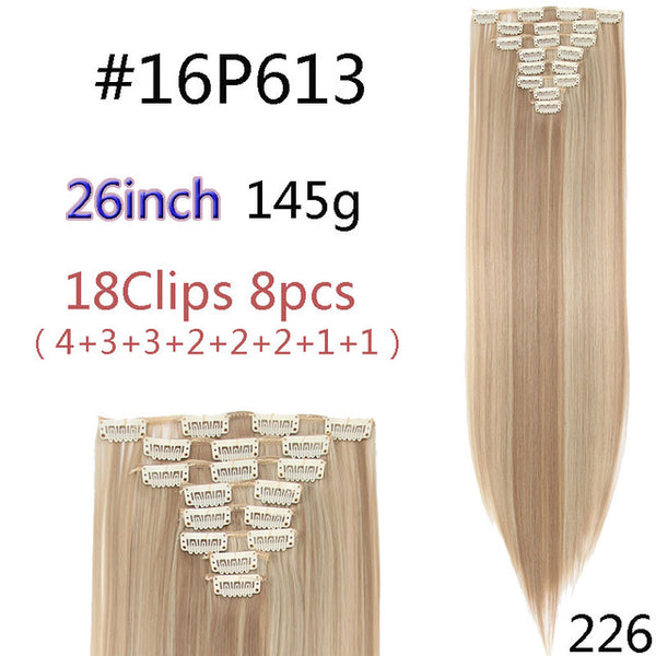 SNOILITE 8Pcs/Set 29 colors 18 clips Long Straight Clip in Hair Extensions synthetic clips hair for women black blonde hairpiece