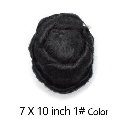 NEWNESS Toupee Durable Remy Human Hair Men Toupee Lace PU Men Wig Hair System for Men Mono Net Base PU Can Cut