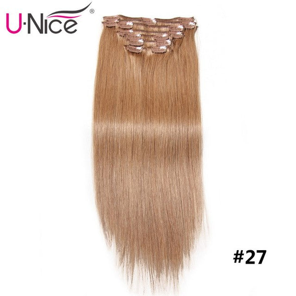 Unice Hair Clip In Extensions 18-24" Clip In Hair Extensions 115g 7A Brazilian Straight Human Hair Clip In Human Hair Extension