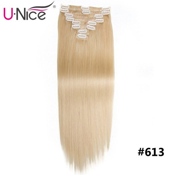 Unice Hair Clip In Extensions 18-24" Clip In Hair Extensions 115g 7A Brazilian Straight Human Hair Clip In Human Hair Extension