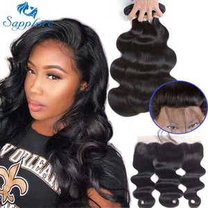 Sapphire Brazilian Hair Weave Bundles Body Wave Bundles With Frontal Human Hair 2/3 Bundles With Closure Frontal Hair Extension