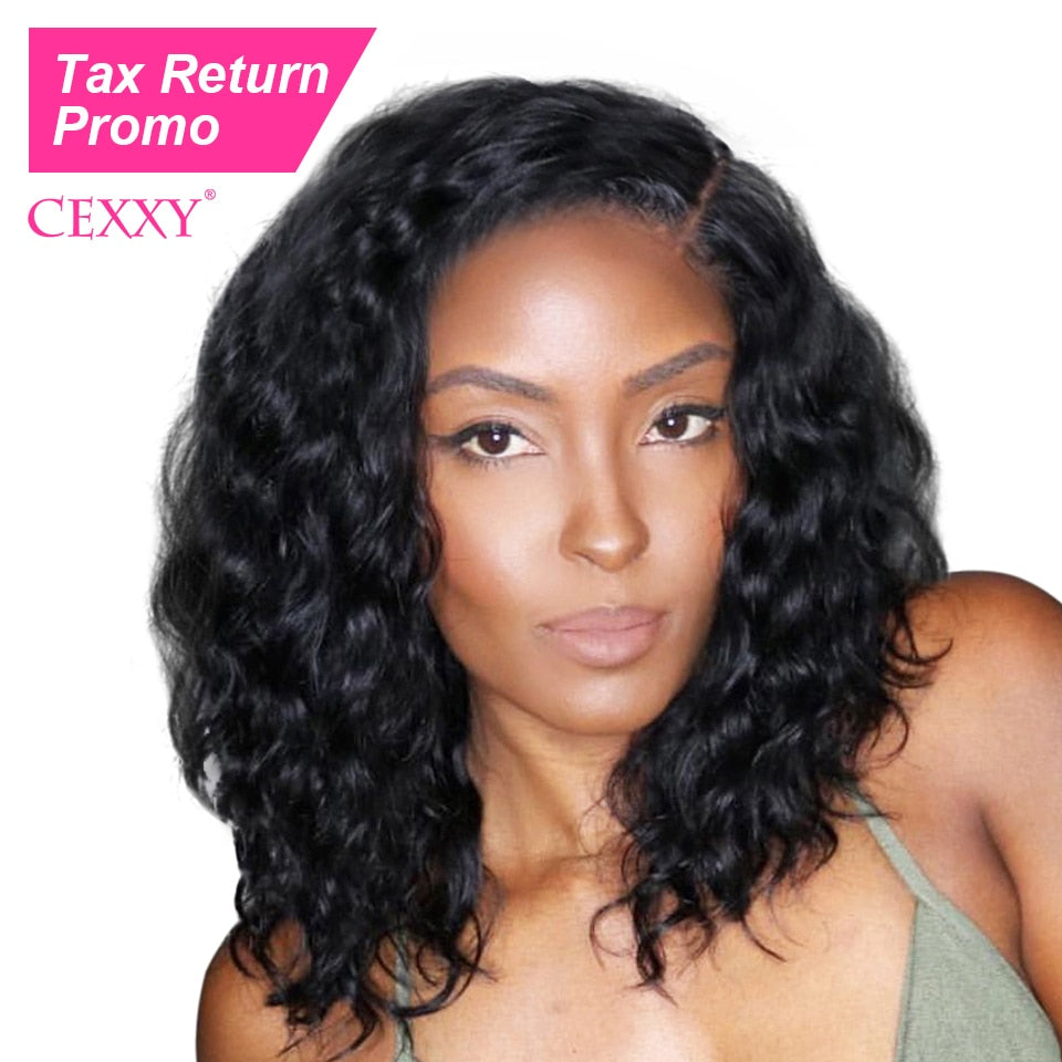 Cexxy Short Lace Front Human Hair Wigs Brazilian Natural Wave Remy Hair Bob Wig For Black Women Pre Plucked with Baby Hair