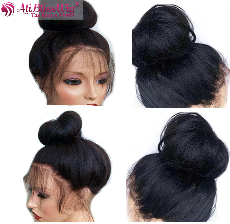 Kinky Straight 360 Lace Frontal Wigs For Women Italian Yaki Lace Front Human Hair Wigs Brazilian Remy Hair Full End Aliblisswig