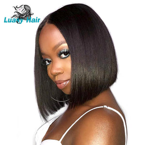 13*4 Short Lace Front Human Hair Wigs For Black Women Brazilian Remy Hair Bob Wig With Baby Hair Pre Plucked Bleached Knot Luasy