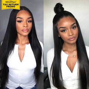 Wonder girl 250% Density Remy 360 Lace Frontal Wig With Baby Hair Peruvian Straight Lace Front Human Hair Wigs For Women Black