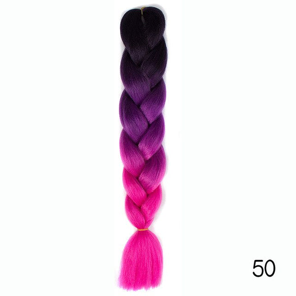 Synthetic hair Braids Ombre Braiding Hair Kanekalon Box Braid Hair  Pink Purple Green Grey Yellow Golden Colors Crochet braids