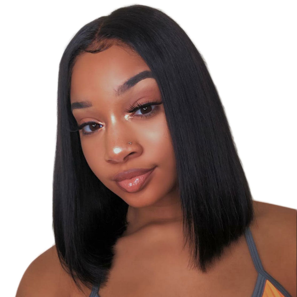 Alibele Bob Wig Peruvian Straight Lace Front Human Hair Wigs For Black Women Remy Hair 13x4 Pre Plucked Short Human Hair Wig 150