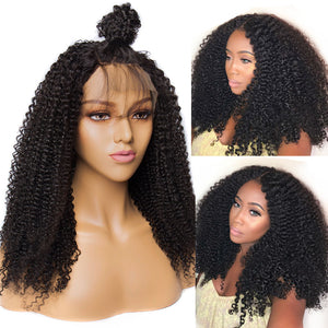 Alibele Hair Mogolian Afro Kinky Curly Lace Front Human Hair Wigs For Black Women Remy Hair Lace Front Wig 150 Density 10-22