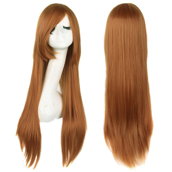 MapofBeauty Long Cosplay Wig 32" Synthetic Straight Hair 17Color Orange black red Blonde Heat Resistant Costume Hairpiece Peluca