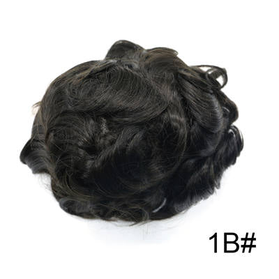 Newness Fine Mono Poly Coating Black Durable Double Knots Slight Wave Mens Toupees Man Hairpieces Indian Human Remy Hair System