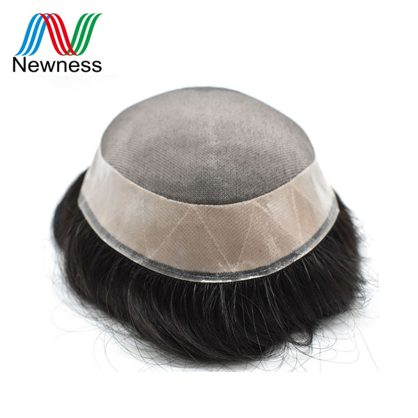 NEWNESS Mono NPU Toupee 100% Remy Human Hair System Durable Men Hairpieces Men Wig For Programmer Baldness