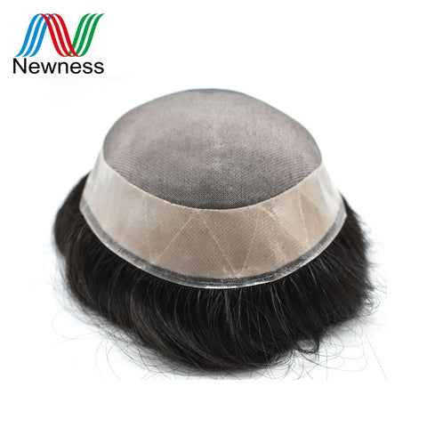 NEWNESS Mono NPU Toupee 100% Remy Human Hair System Durable Men Hairpieces Men Wig For Programmer Baldness