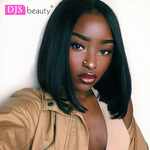 Lace Front Wig Brazilian Human Hair Short Bob Wig With Natural Hairline Remy Hair Wigs For Black Women DJS Beauty