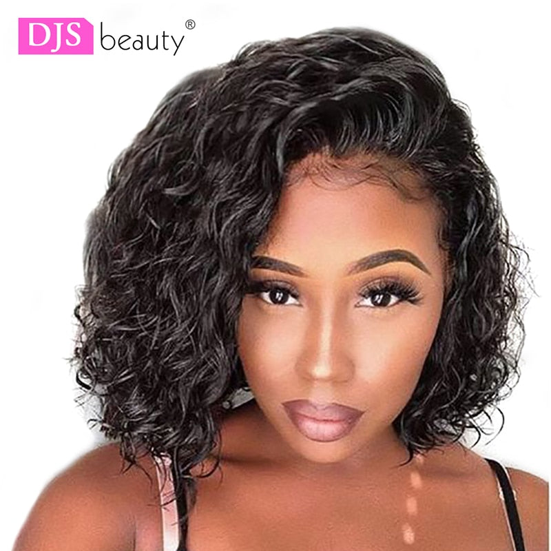 Short Curly Bob Wig Lace Front Human Hair Wigs Brazilian Remy Hair Pre Plucked With Baby Hair Wigs For Black Women  DJS Beauty