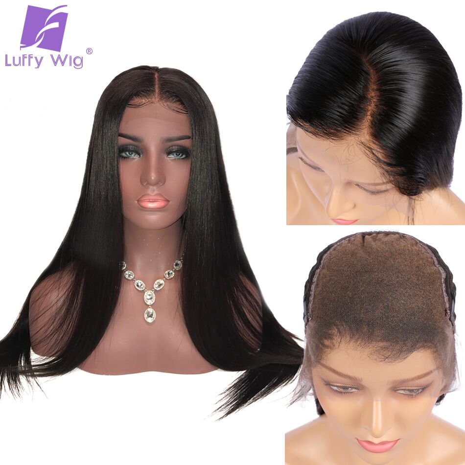 Whole 13x6 Front Lace Bleached Knots Straight Lace Front Wig Human Hair Pre plucked Frontal Wigs Brazilian Non-remy Hair Luffy