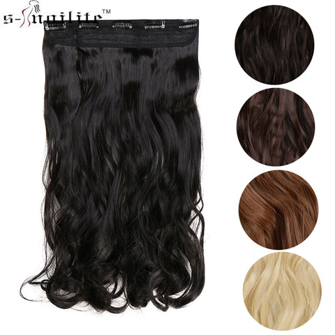 SNOILITE 17"/24"/27" Lady Synthetic Curly Long Clip in Hair Extensions 5 clips Half Full Head One Piece Hairpiece brown blonde