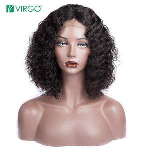 Virgo 4x4 Loose Wave Closure Wig Brazilian Bob Wig Curly Lace Front Short Human Hair Wigs For Black Women 150% Density Remy