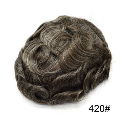 Newness Ultra Thin Mens Toupee Skin Invisible Hairpieces Replacement V-loop Pu System Indian Human Remy Hair Weave