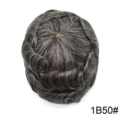 Newness Ultra Thin Mens Toupee Skin Invisible Hairpieces Replacement V-loop Pu System Indian Human Remy Hair Weave