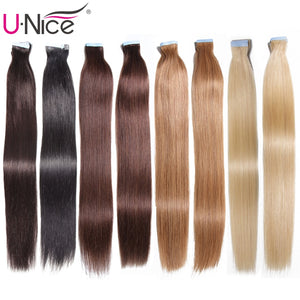 Unice Hair 18" 20" 22" 24" Machine Made Remy Human Hair Extensions 2.5g/stand 20pcs/pack Tape In Hair Skin Weft 50g