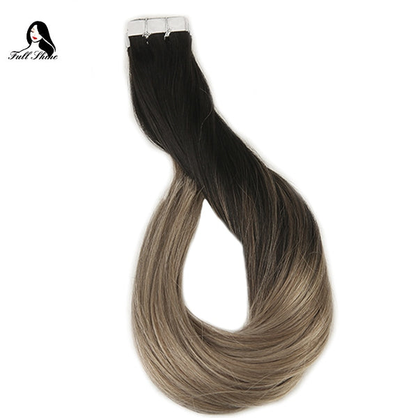 Full Shine Ship From US Brown Color Tape Hair Extension Remy Human Hair Extensions 20 Pieces 50 Gram Per Package  Balayage color