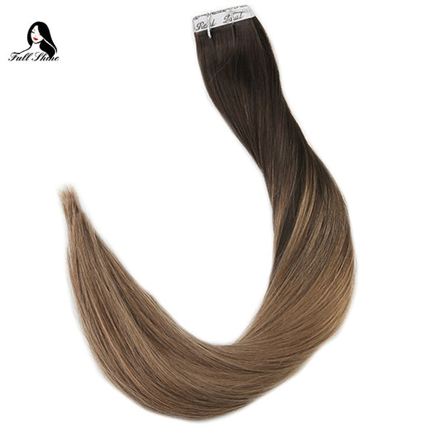 Full Shine Ship From US Brown Color Tape Hair Extension Remy Human Hair Extensions 20 Pieces 50 Gram Per Package  Balayage color