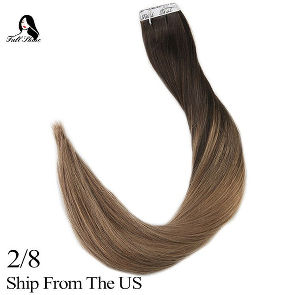 Ship From US Full Shine Tape In Extensions Human Hair 100% Real Remy Hair Skin Weft Tape on Hair Balayage Colorful Tape ins