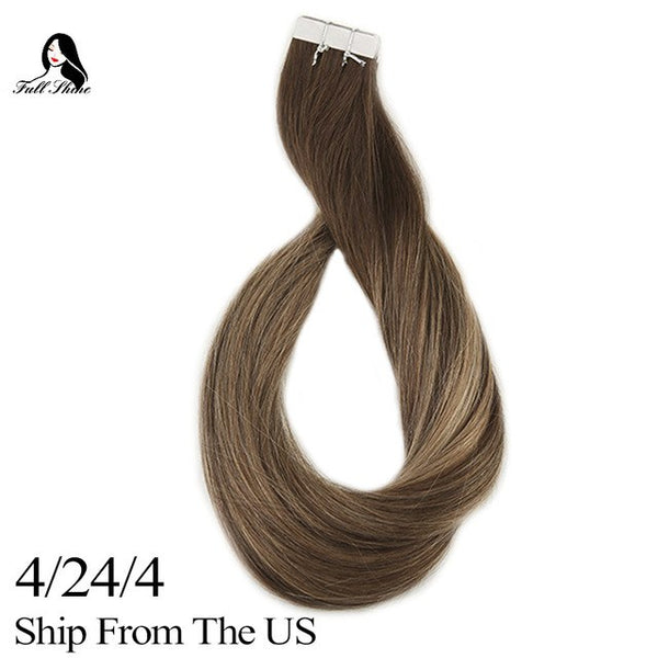 Ship From US Full Shine Tape In Extensions Human Hair 100% Real Remy Hair Skin Weft Tape on Hair Balayage Colorful Tape ins