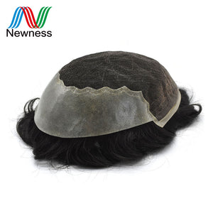 NEWNESS Hair Wig For Men Bleached Knots Front Hairline Toupee Remy Human Hair System Lace & PU Base Hairpieces