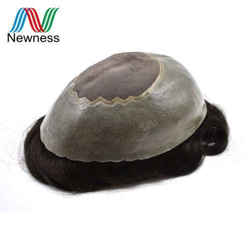 NEWNESS 100% Remy Human Hair Men Wig Mono Net Men Toupees Durable Men Hairpieces Men Hair Replacement System