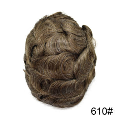 Newness Fine Swiss Lace Men Toupee Natural Hairline Bleached Knot Men Wig Durable Breathable Replacement Hair System For Male